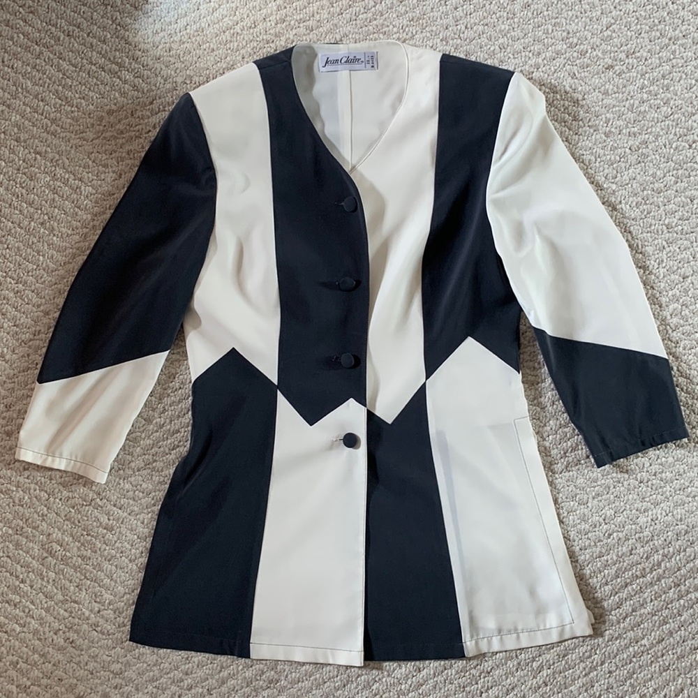 Jean Claire Vintage Dark Gray Skirt and Blazer Set
